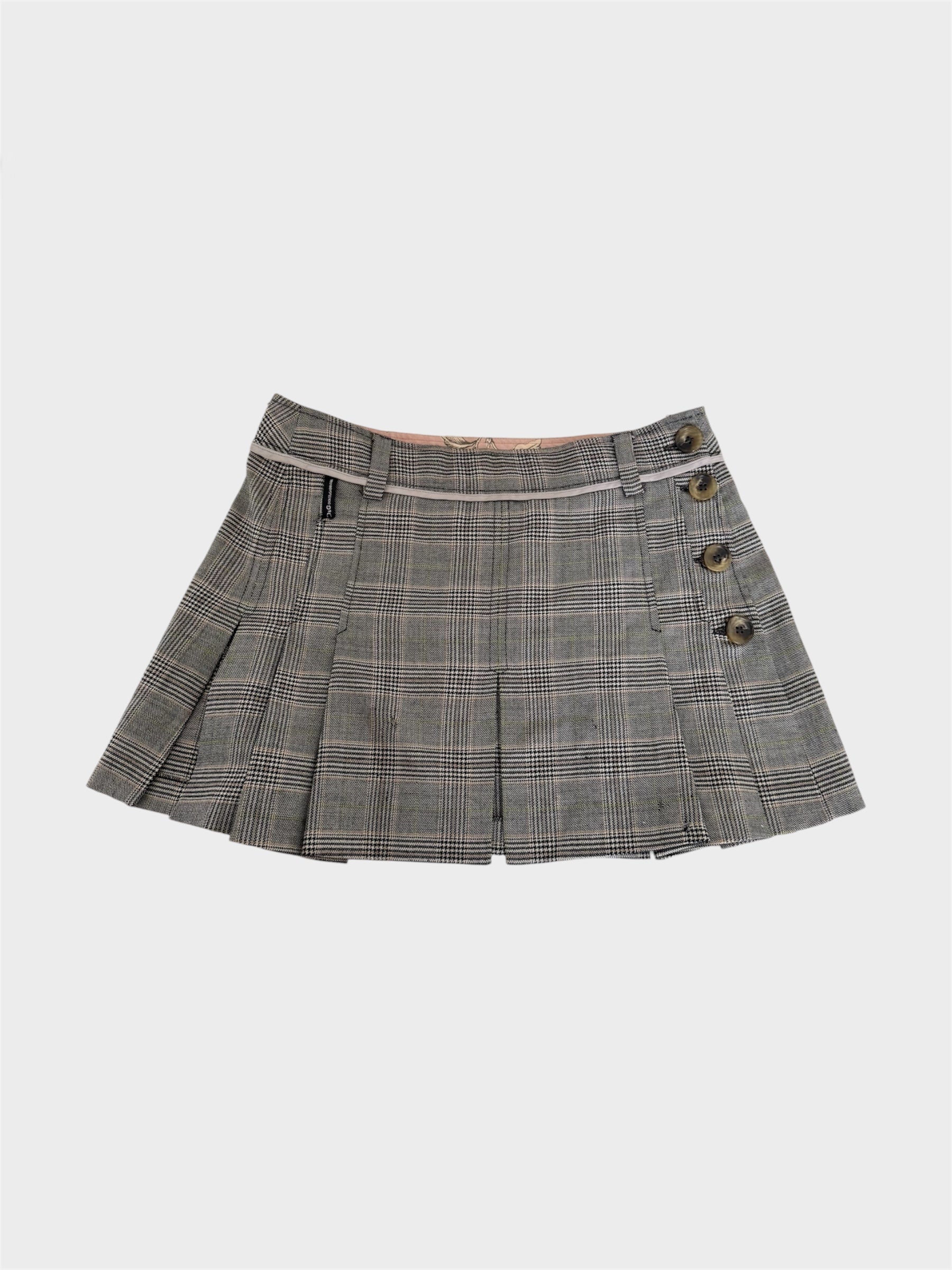 Dolce and Gabbana Plaid Pleated Mini Skirt