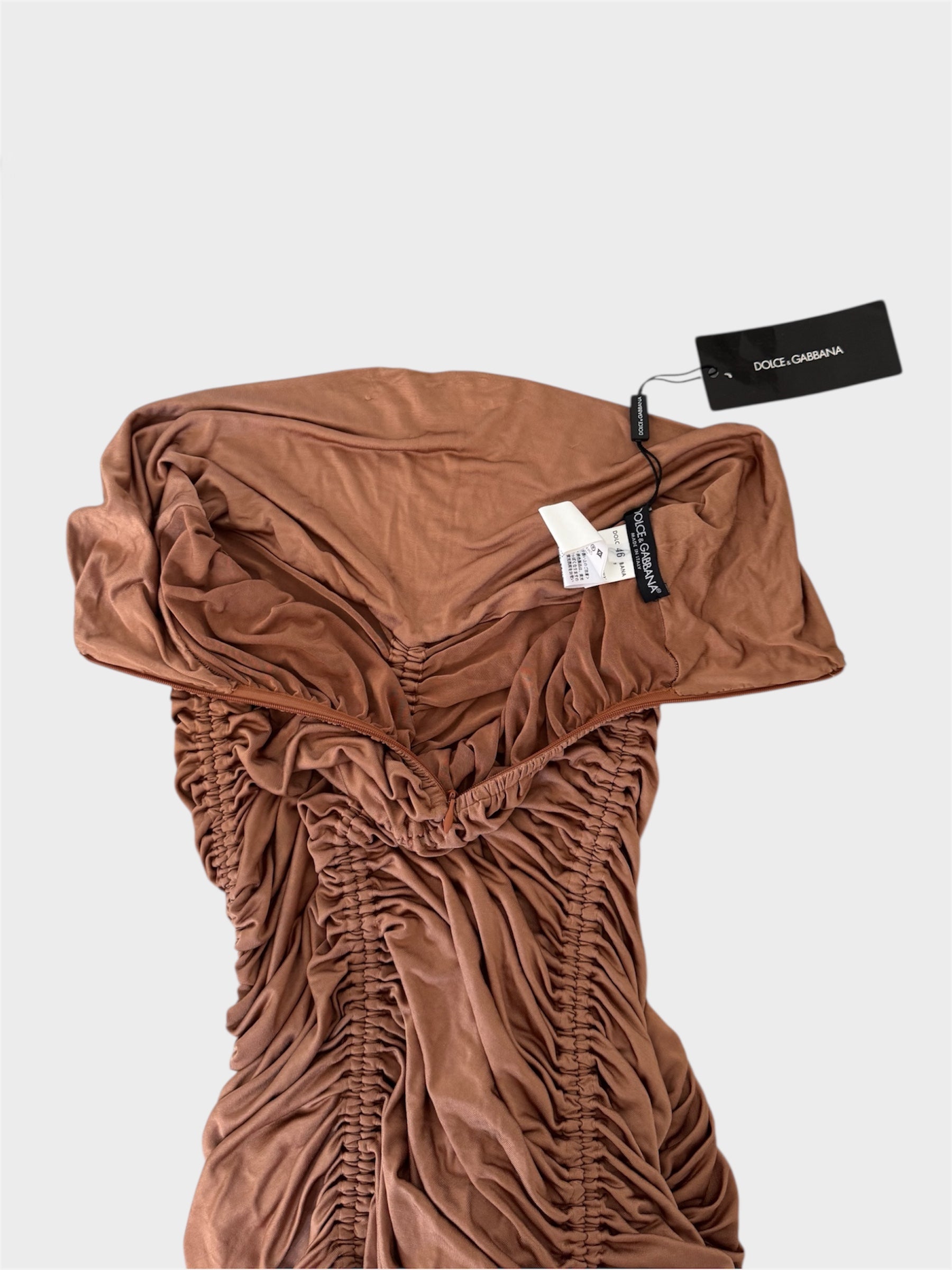 Dolce and Gabbana Ruched Metallic Mini Midi Maxi Adjustable Dress