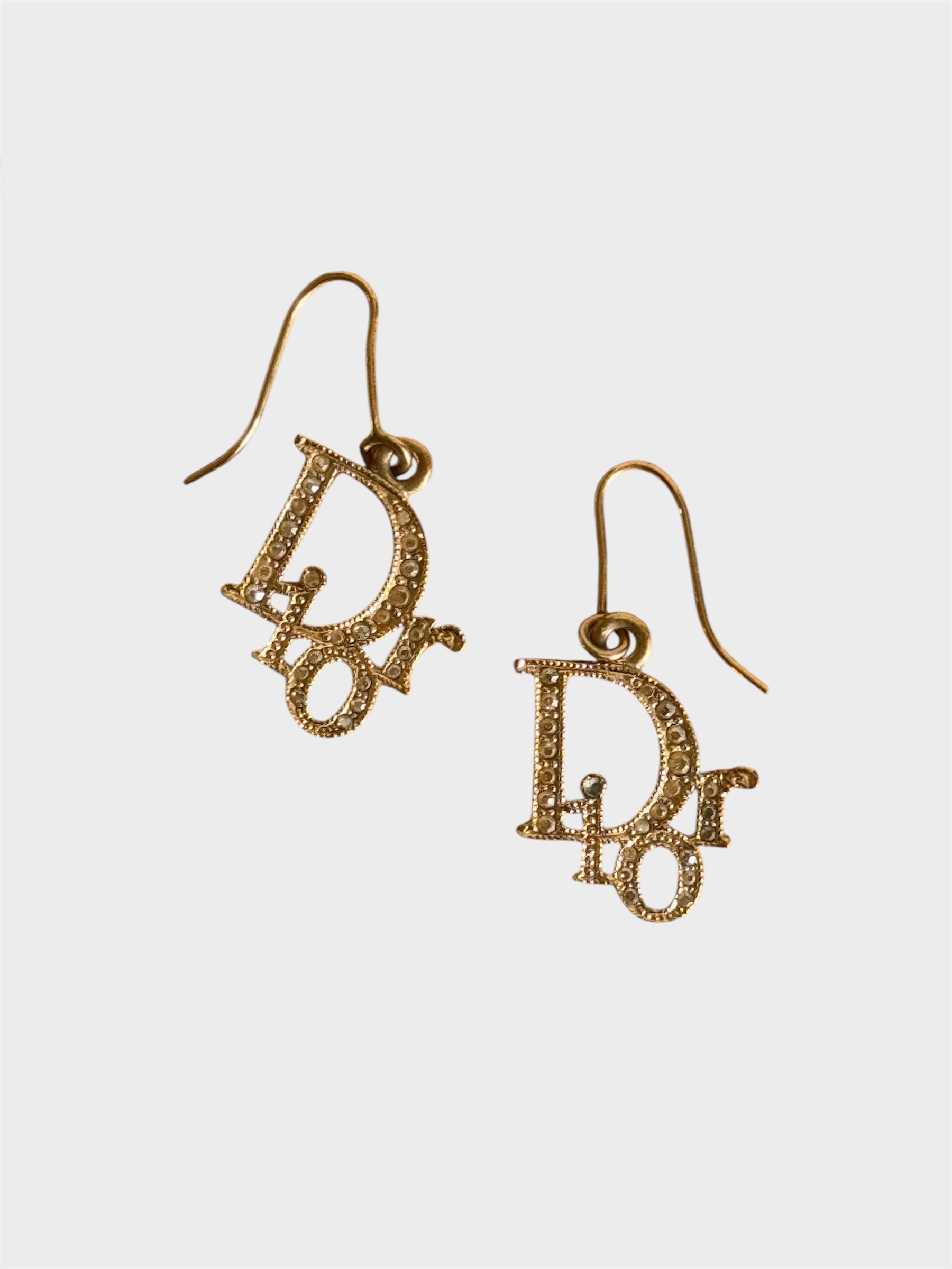 Christian Dior Gold-Plated Crystal Drop Earrings