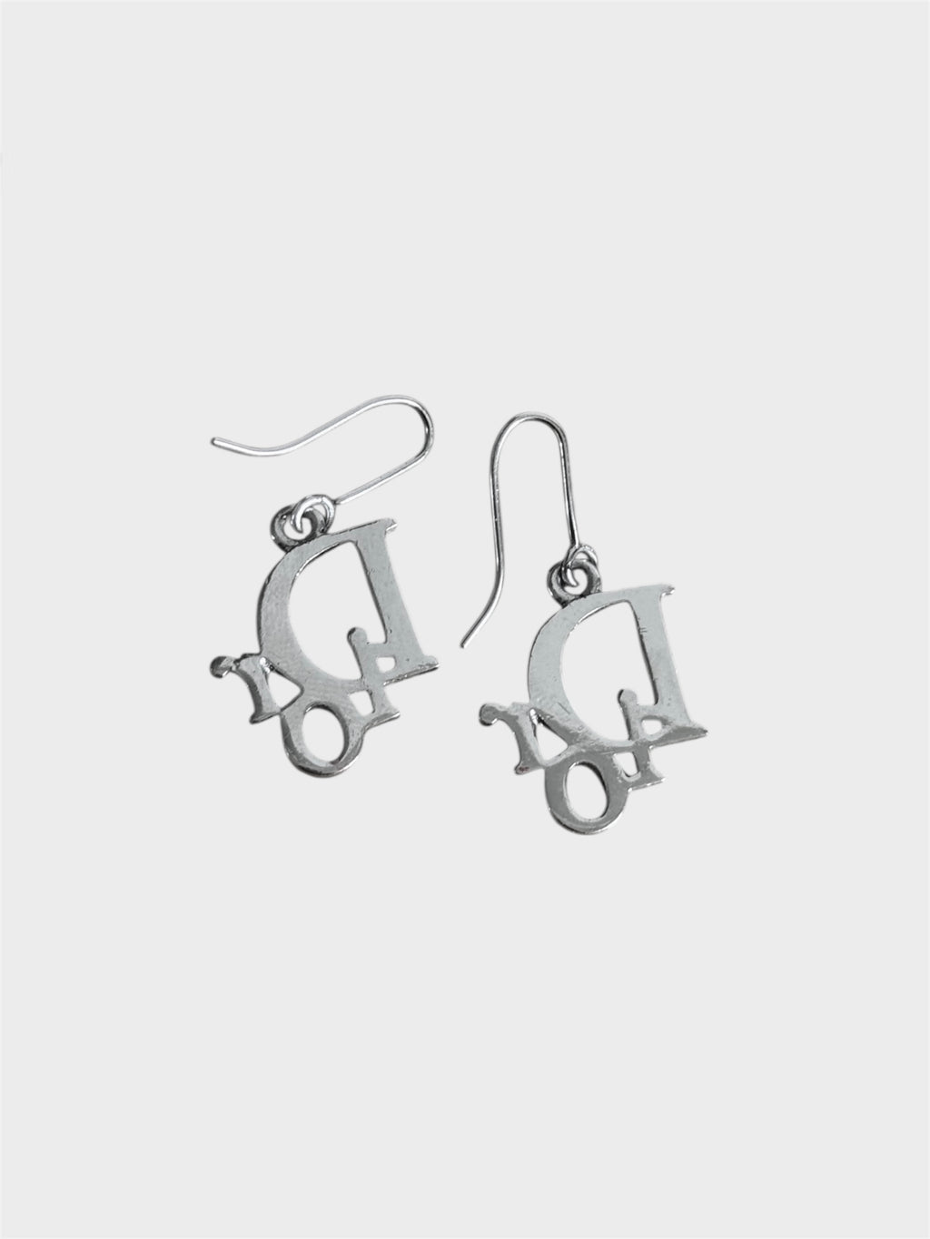 Christian Dior Silver Drop Earrings with Pink Crystals