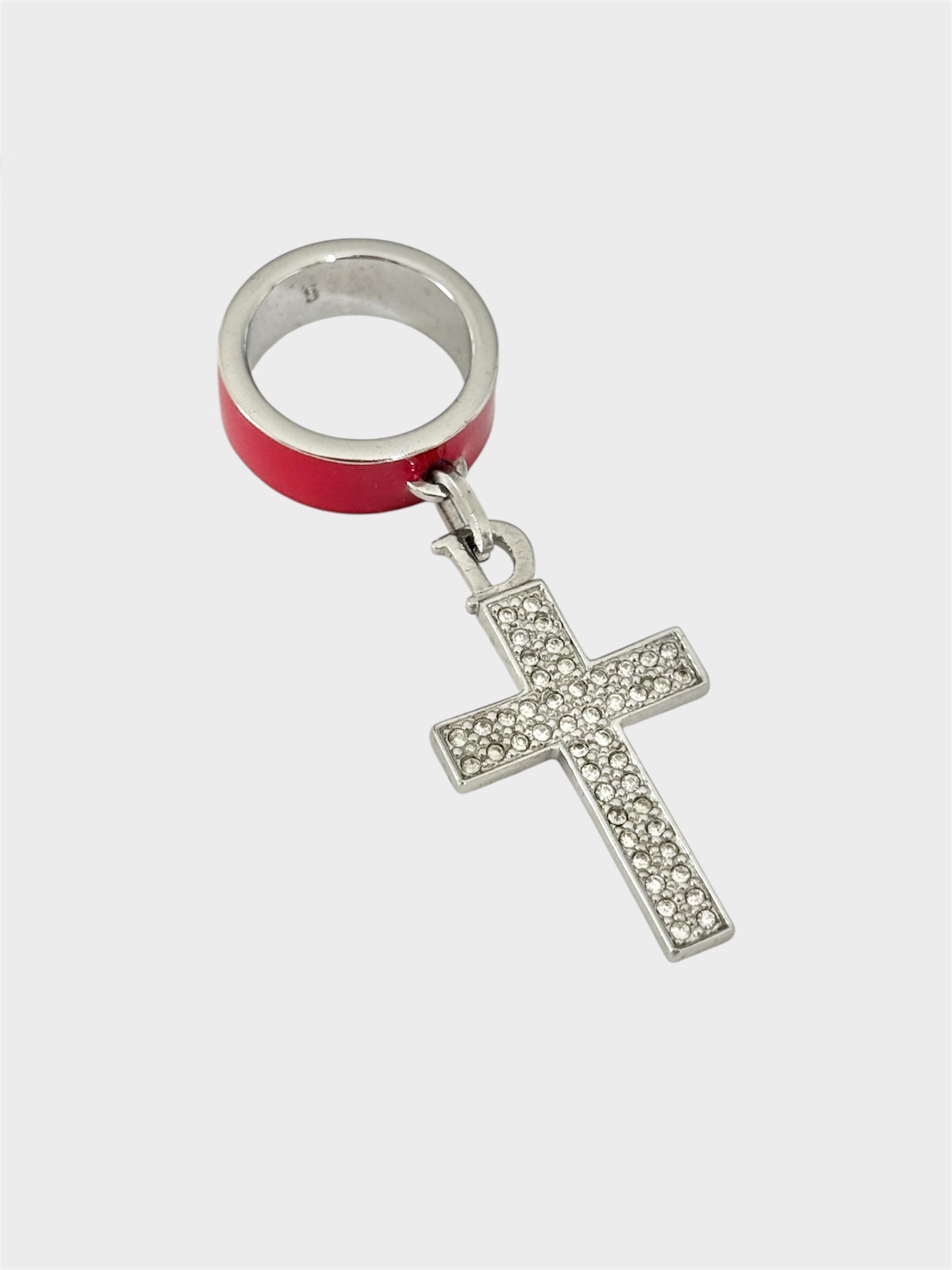 Christian Dior Cross Dangle Pendant Ring