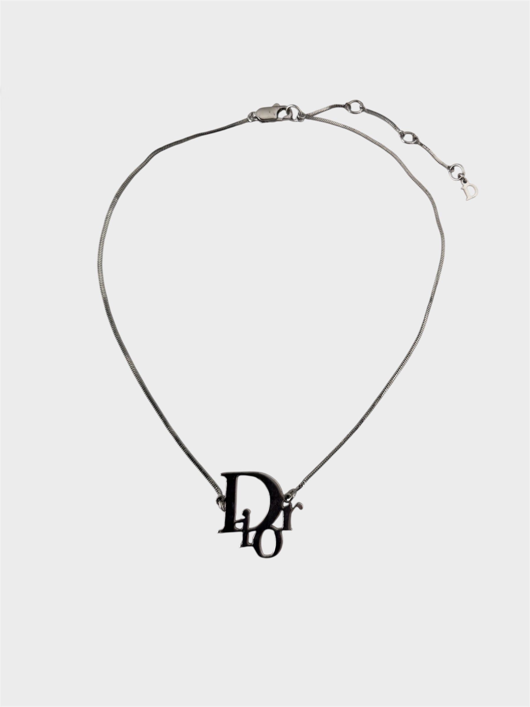 Christian Dior Monogram Silver Choker Necklace