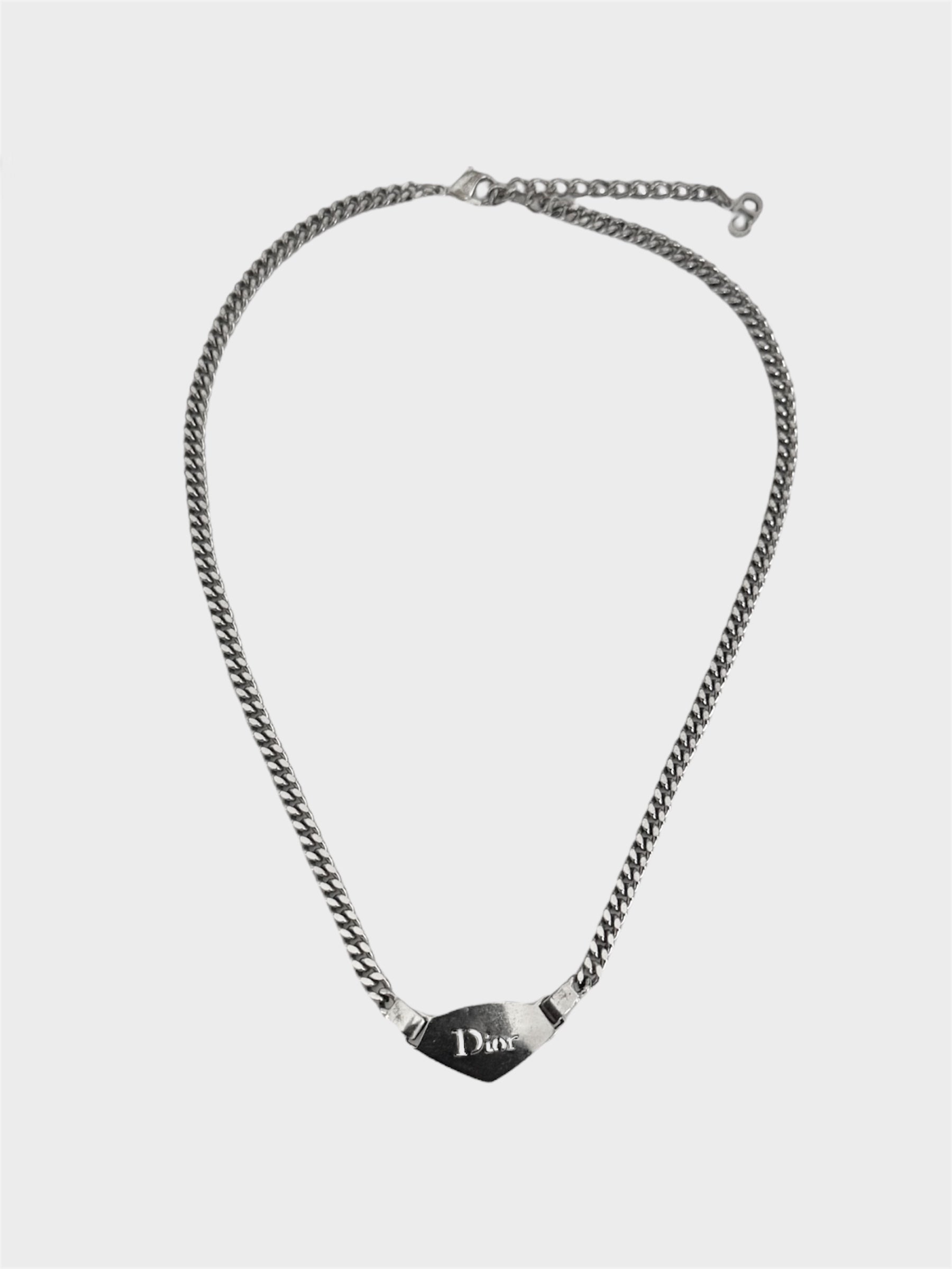 Christian Dior Silver Spell-Out Chain Necklace
