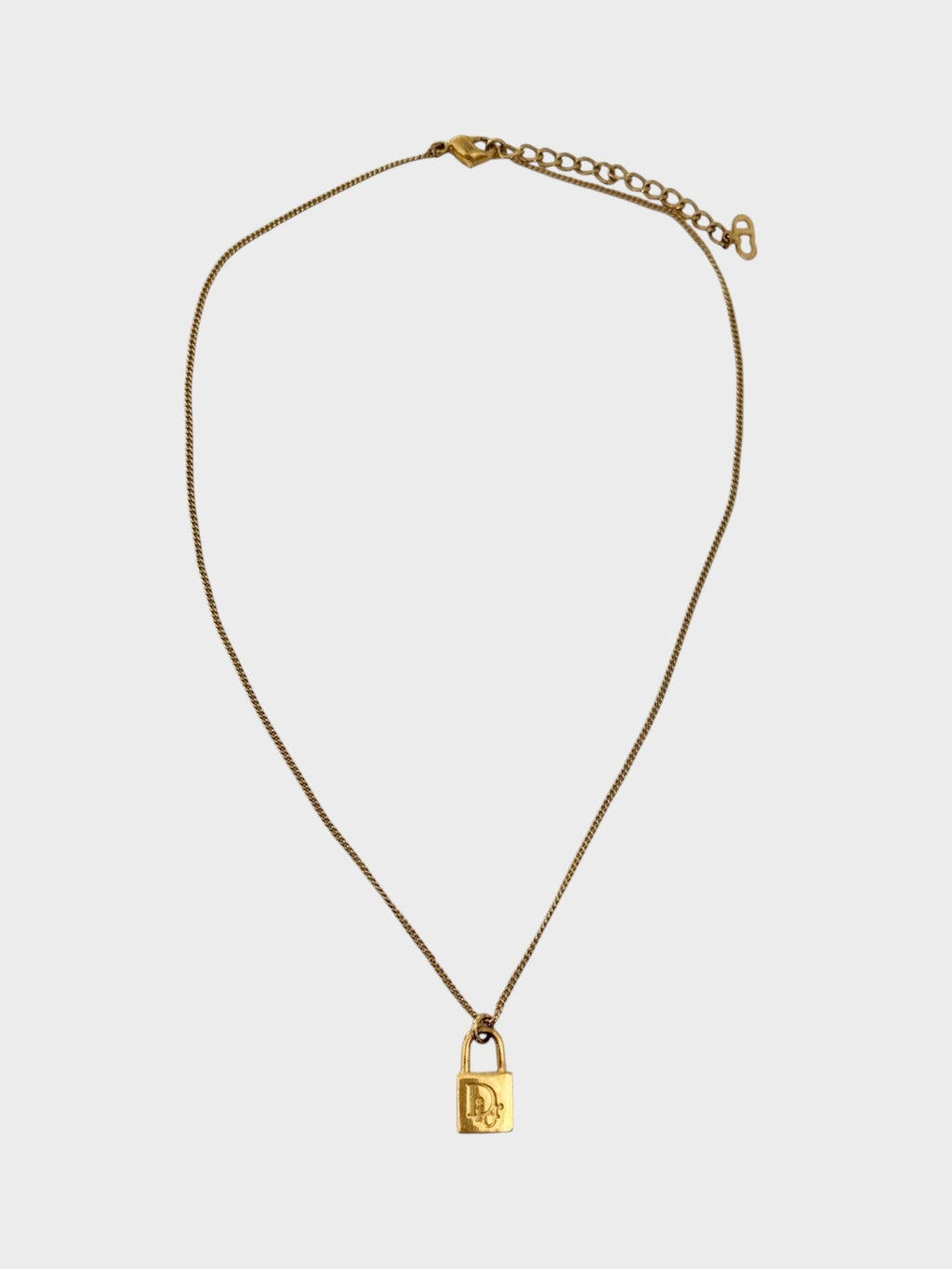 Christian Dior Gold Padlock Pendant Necklace