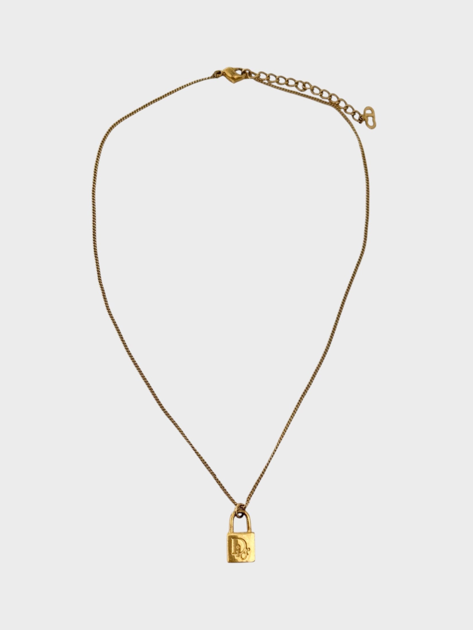 Christian Dior Gold Padlock Pendant Necklace