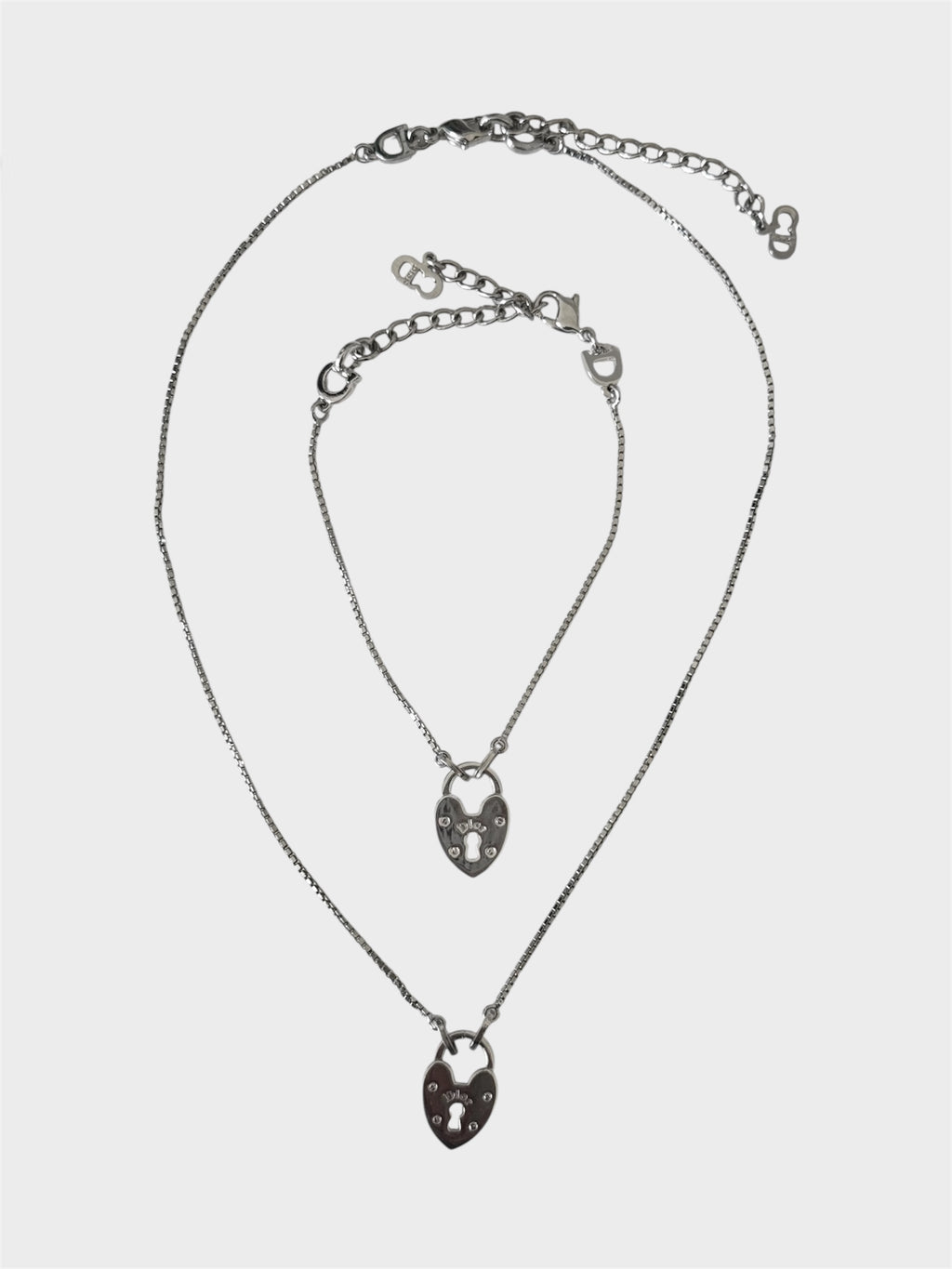 Christian Dior 3-Piece Heart Padlock Set: Necklace, Bracelet & Earrings
