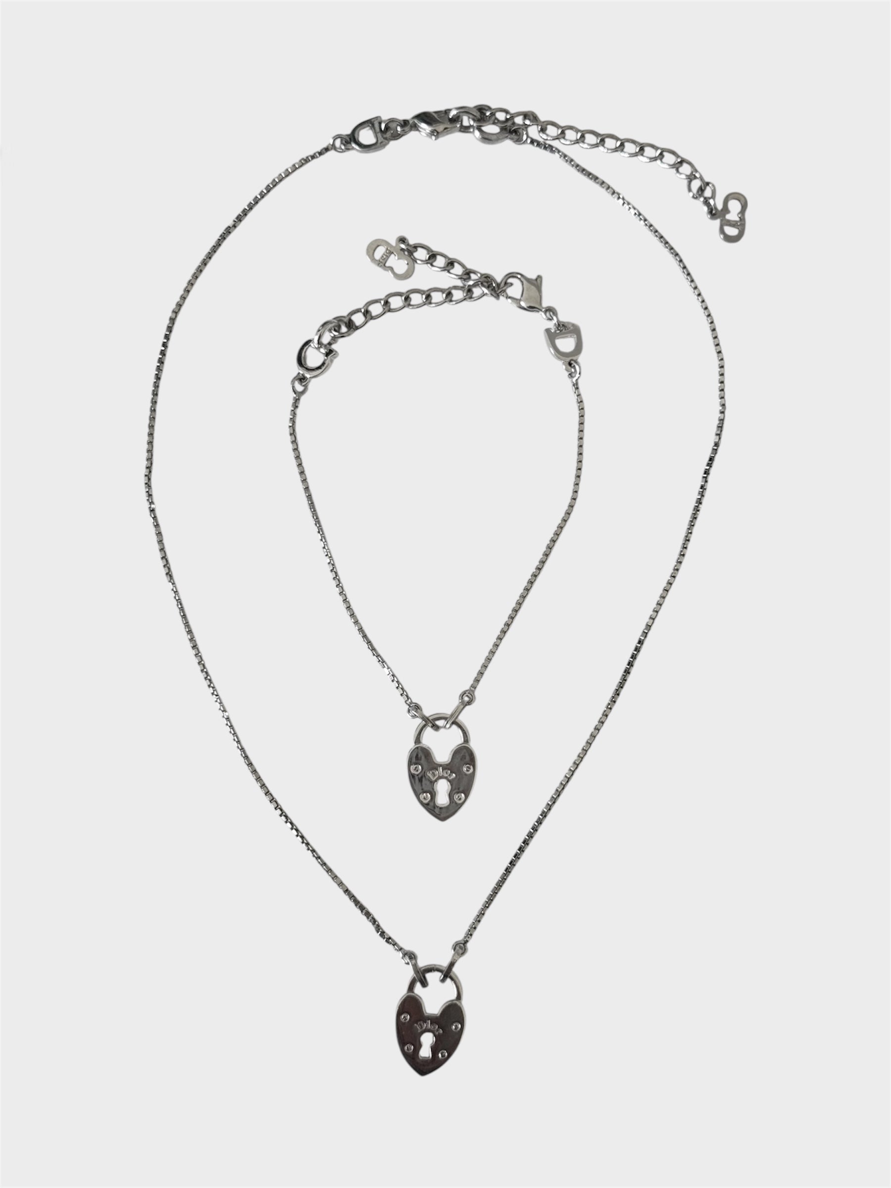 Christian Dior 3-Piece Heart Padlock Set: Necklace, Bracelet & Earrings