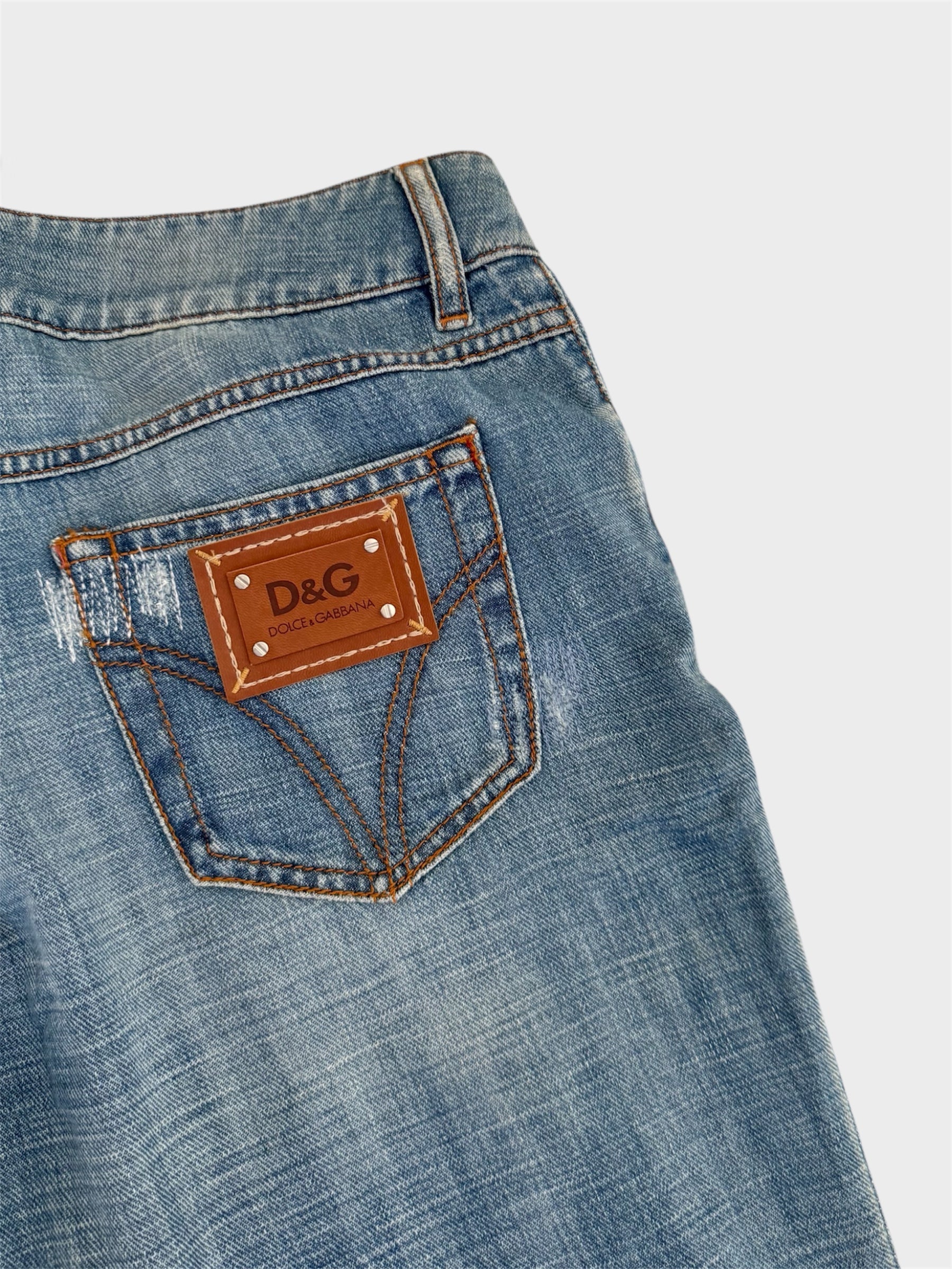 Dolce and Gabbana "Hotty" Low Rise Flared Distressed Jeans