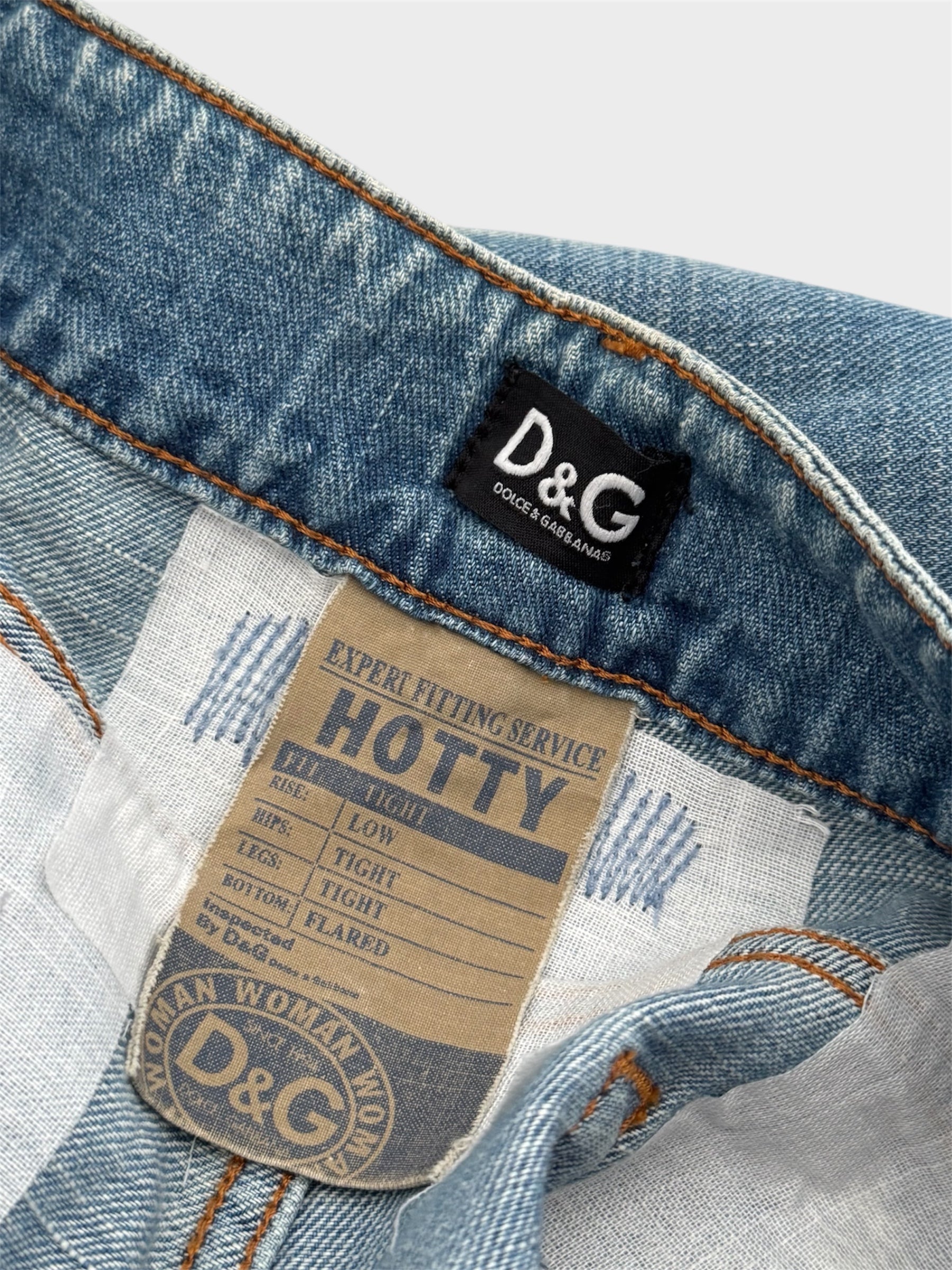 Dolce and Gabbana "Hotty" Low Rise Flared Distressed Jeans