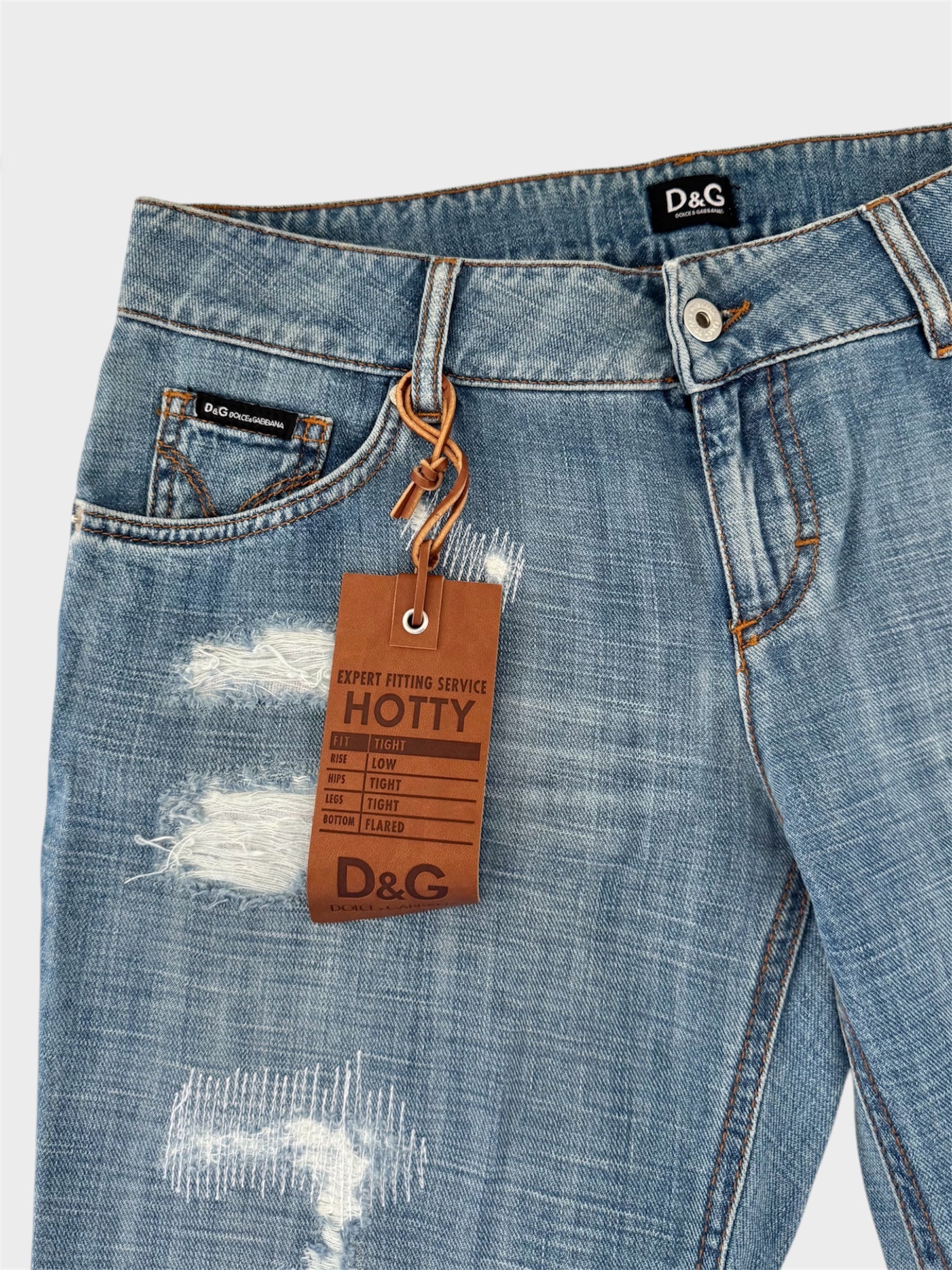 Dolce and Gabbana "Hotty" Low Rise Flared Distressed Jeans